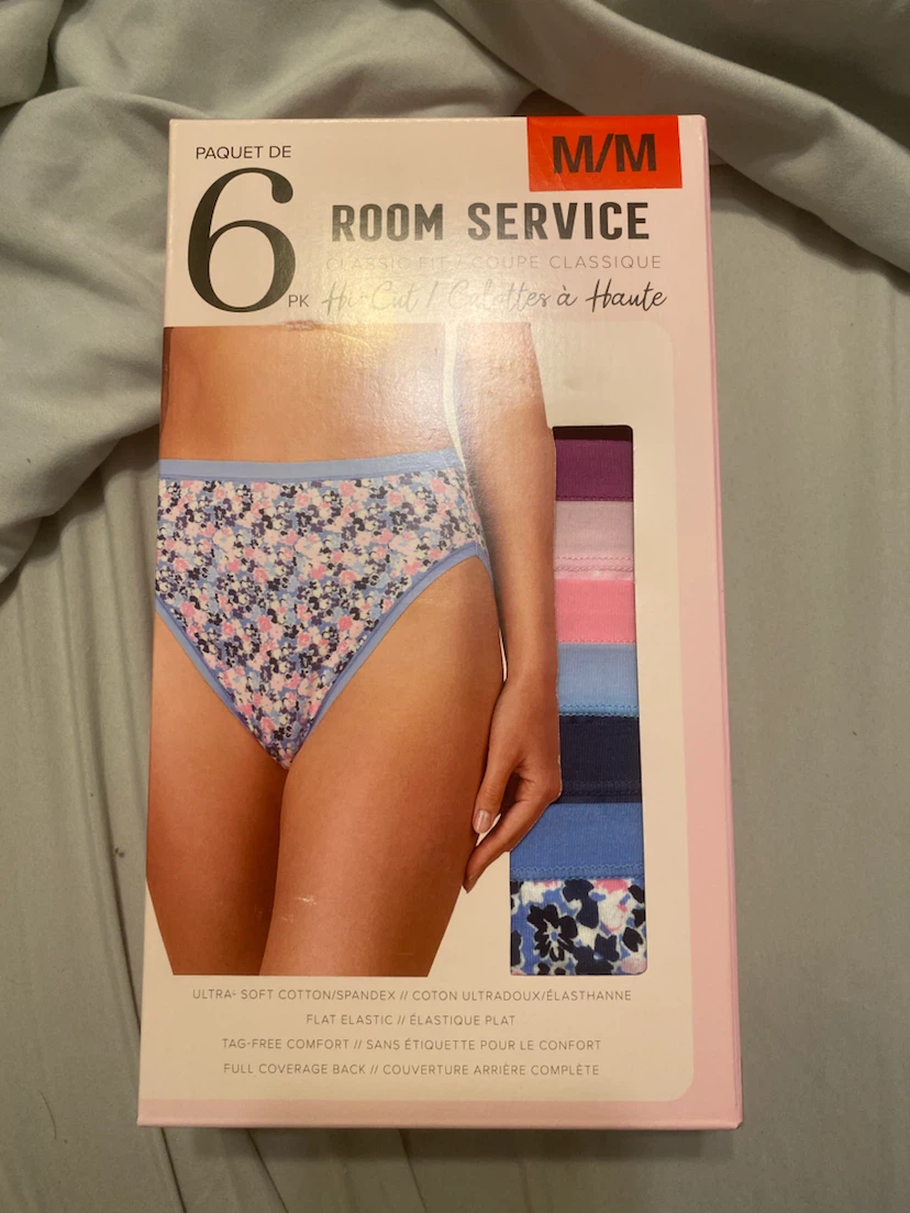 Room Service 6 Pack Hi-Cut Classic Cotton Spandex Panties M/M
