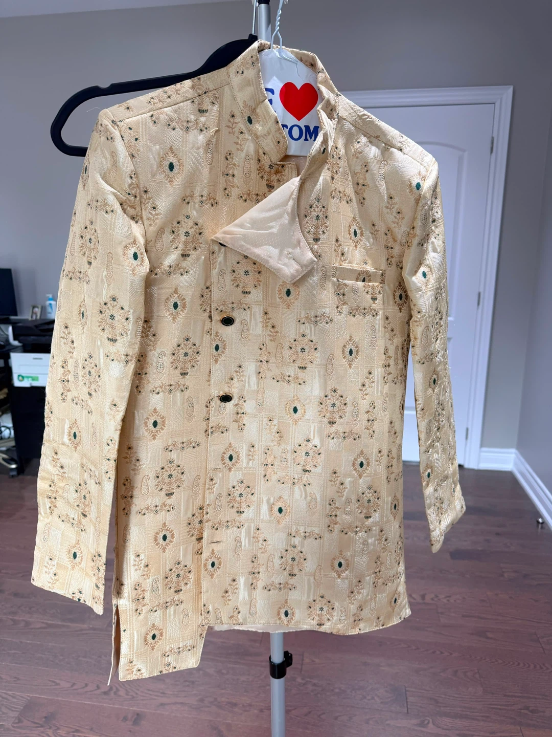 Boy's Sherwani Kurta Set - Beige and Green - photo 2