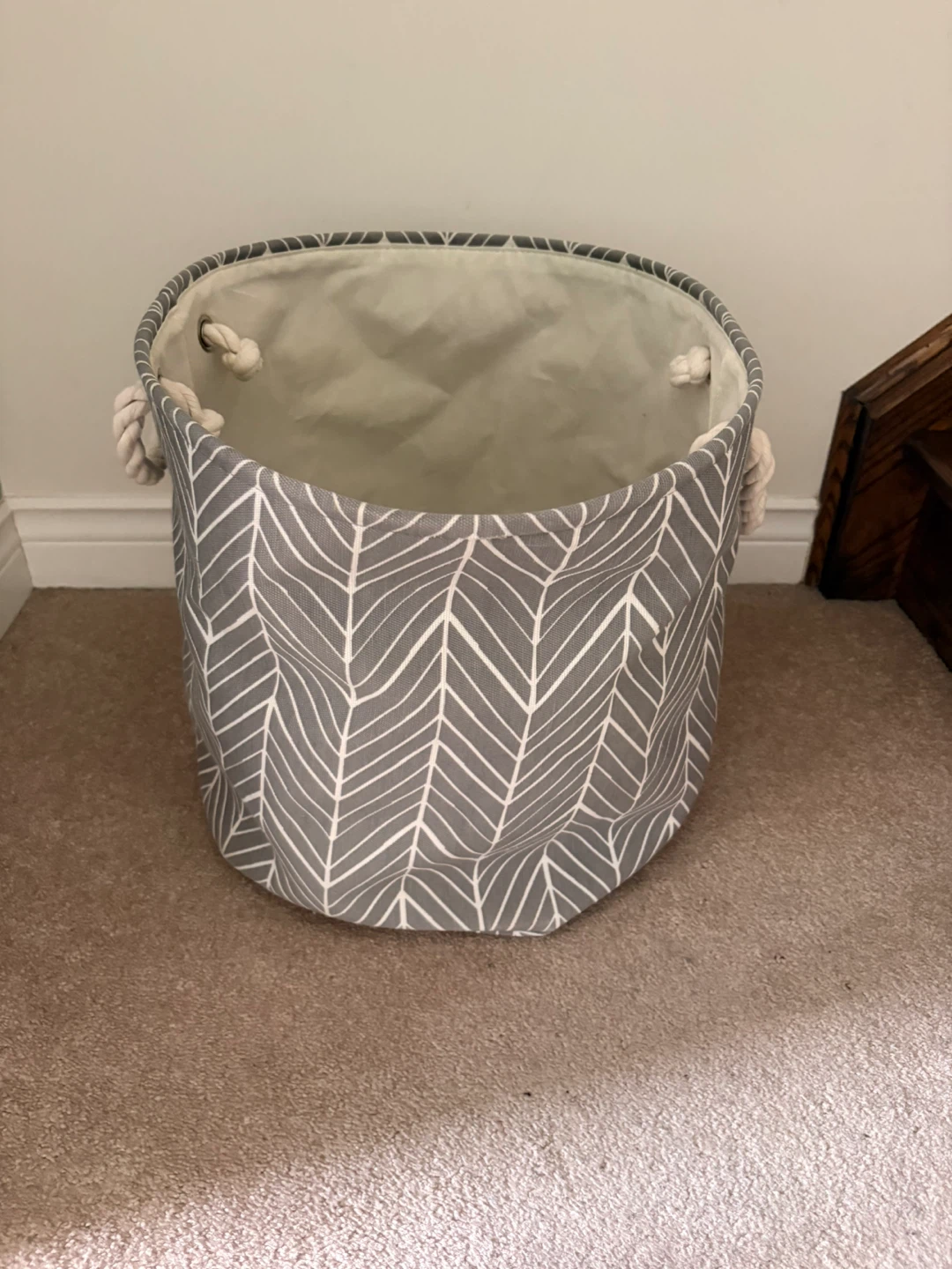 Grey Leaf Pattern Storage Basket