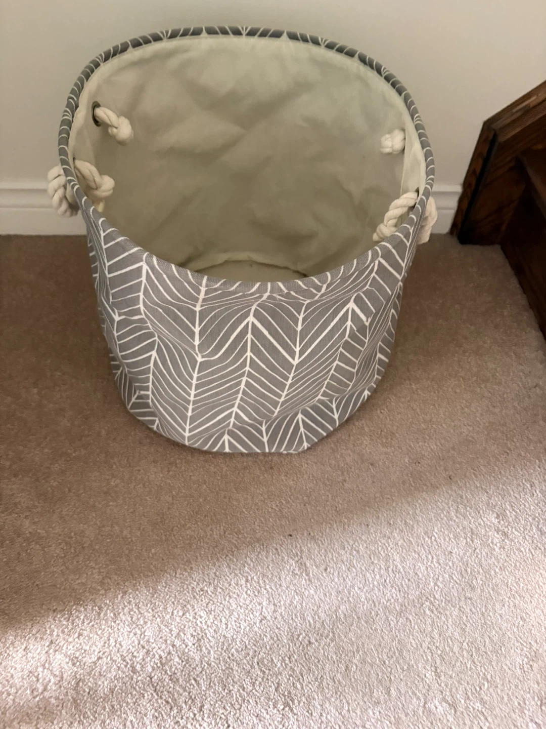 Grey Leaf Pattern Storage Basket - photo 2