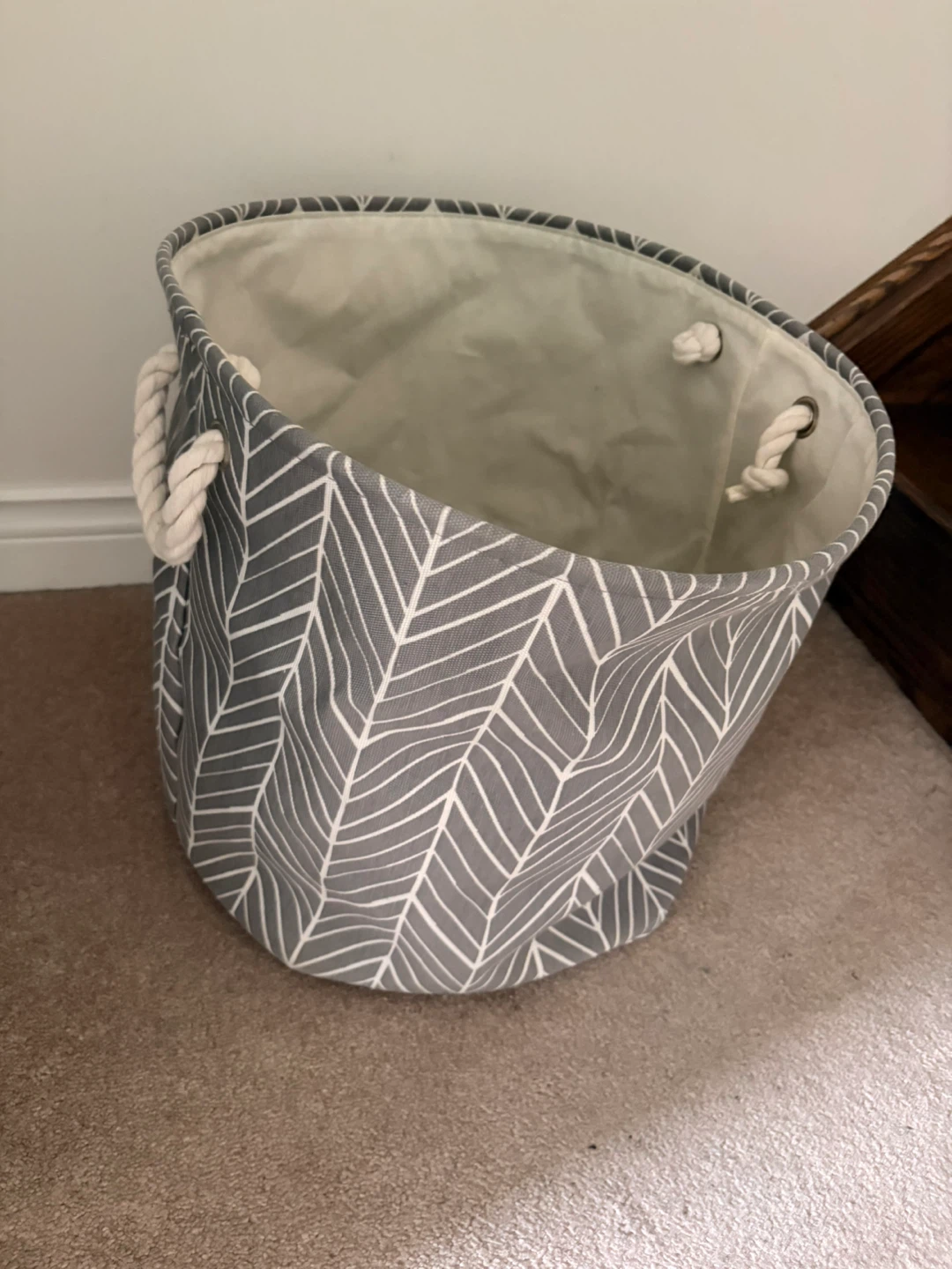 Grey Leaf Pattern Storage Basket - photo 4