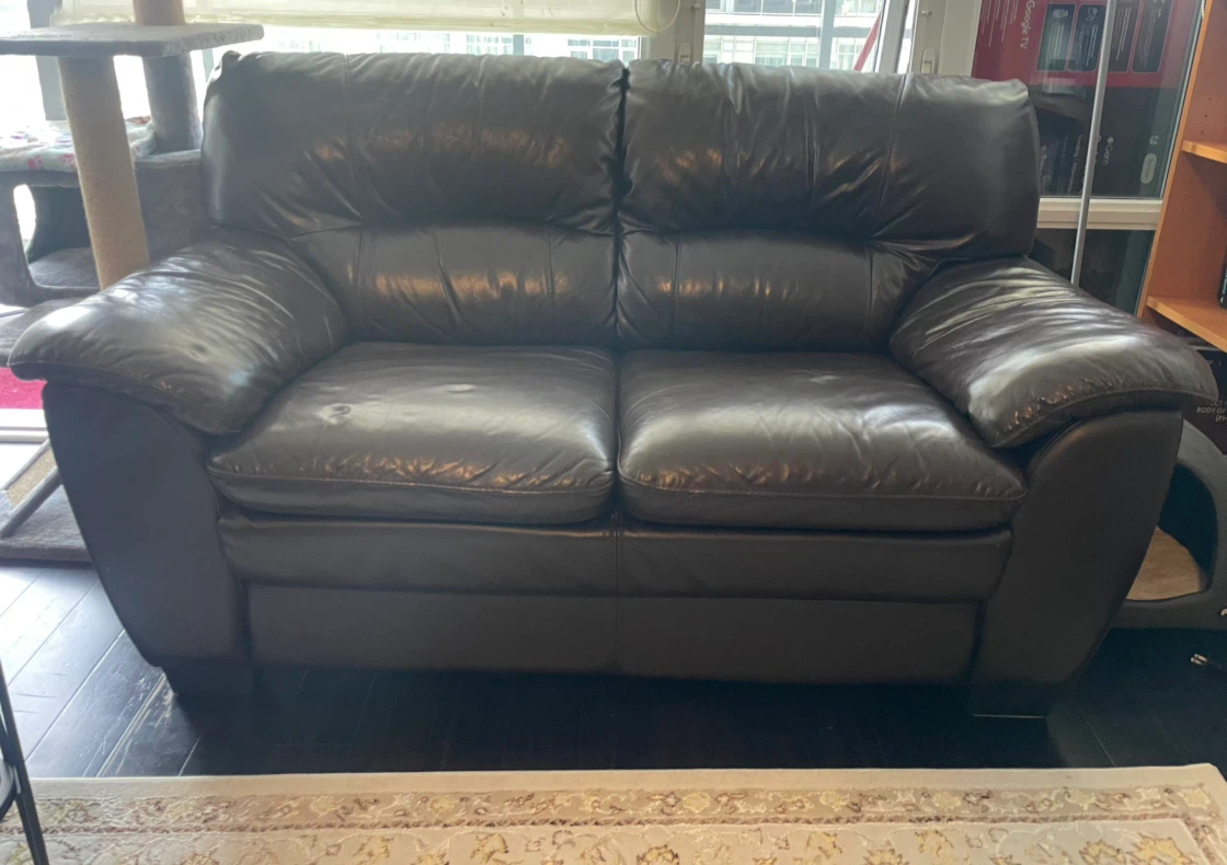 2 seater Brown Leather Sofa - photo 2