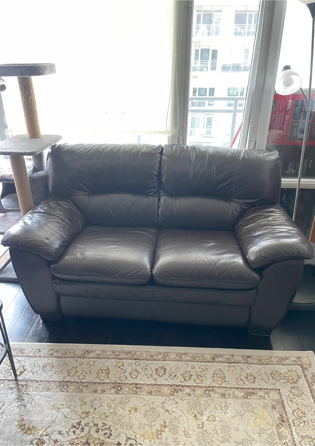 2 seater Brown Leather Sofa - photo 3