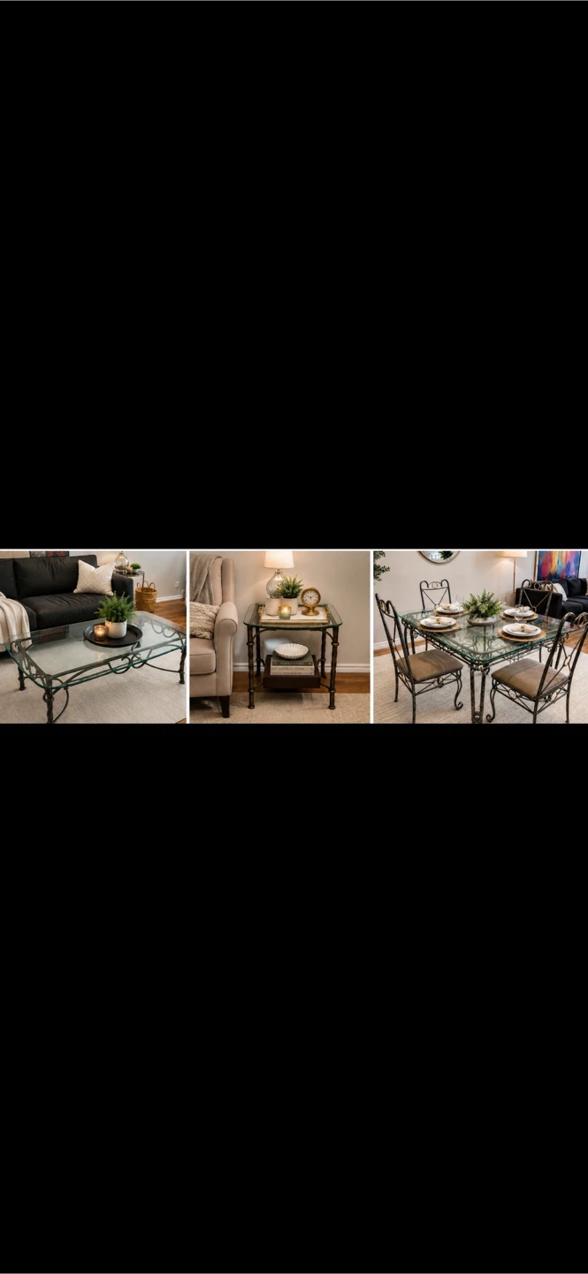 ALL - Dining / Living Room  Glass/Iron