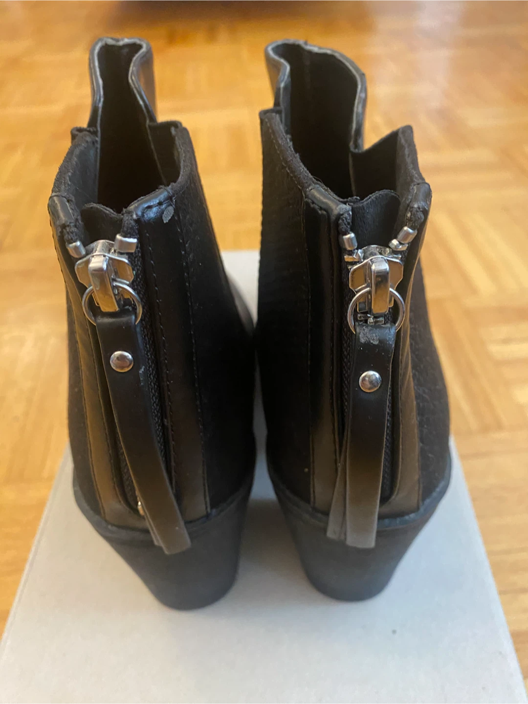 Divided Black Ankle Boots with Zipper - photo 2