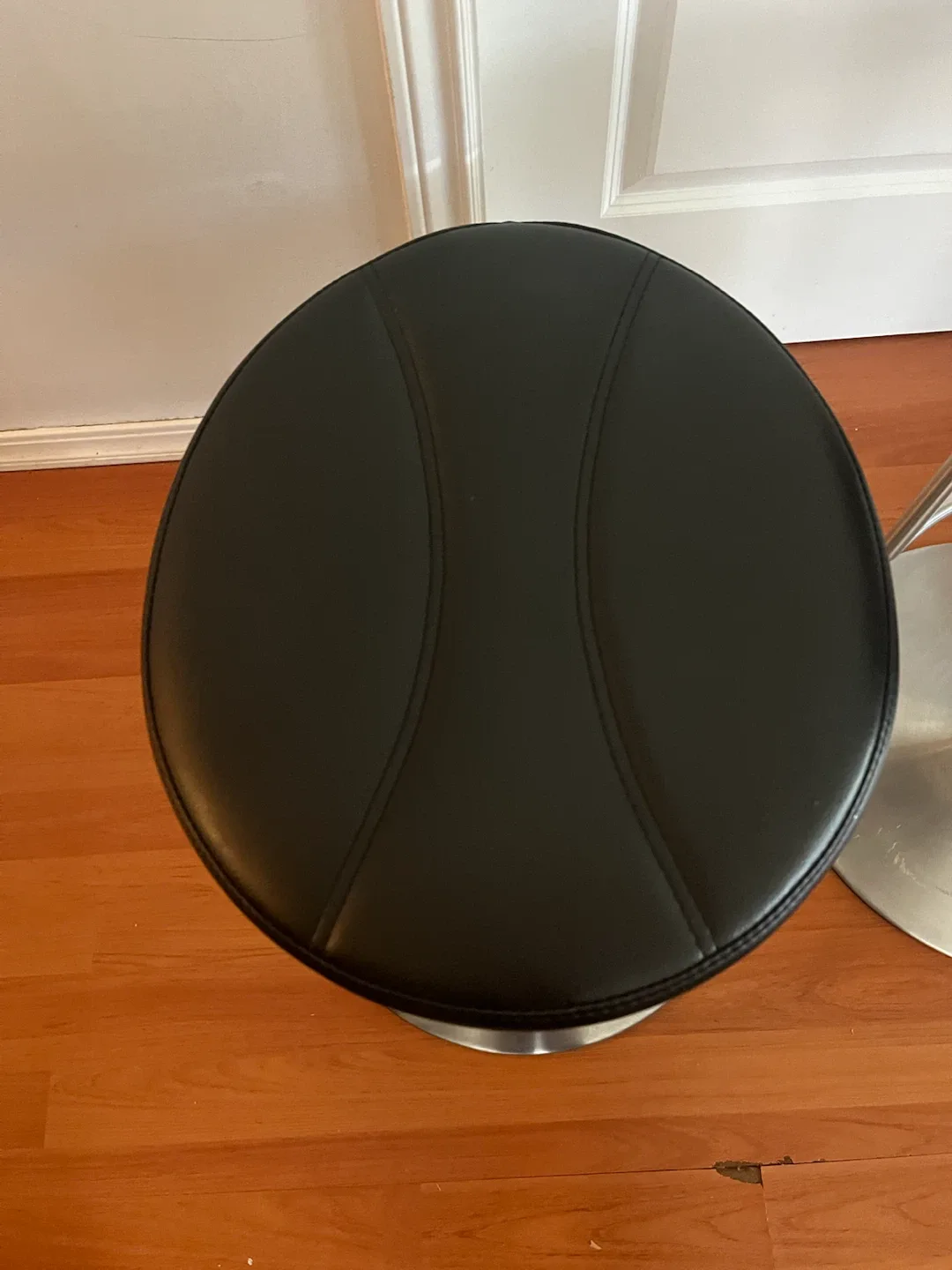Set of 3 Black Faux Leather Swivel Bar Stools - photo 5