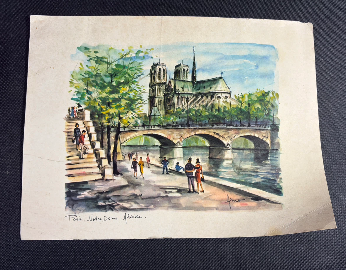 Lot of 3 Vintage 1960s Arno Paris Watercolor Lithograph Prints - photo 2