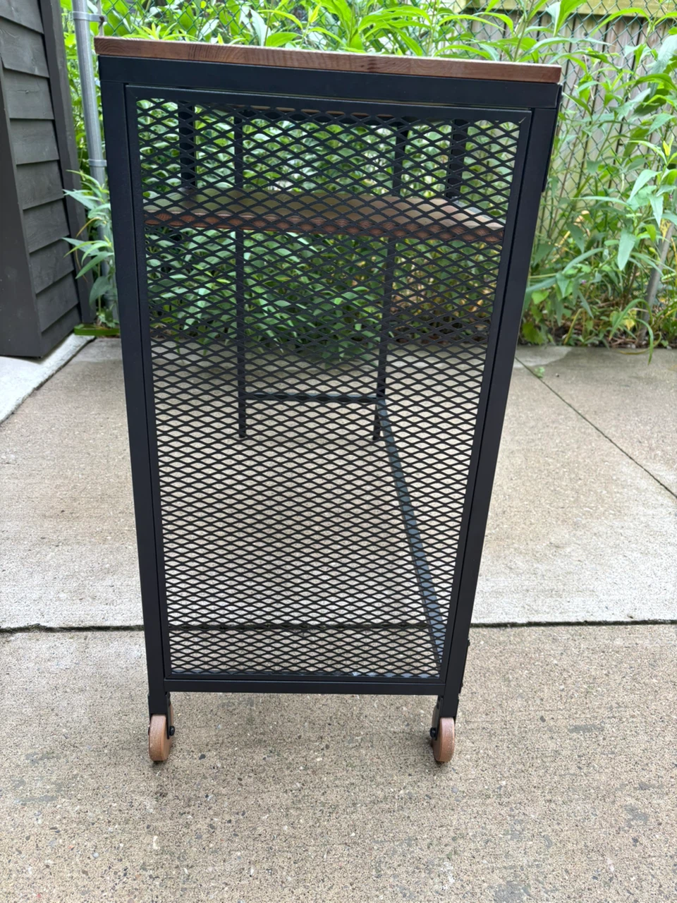 Wood and Metal Desk with Shelf and Wheels - photo 2