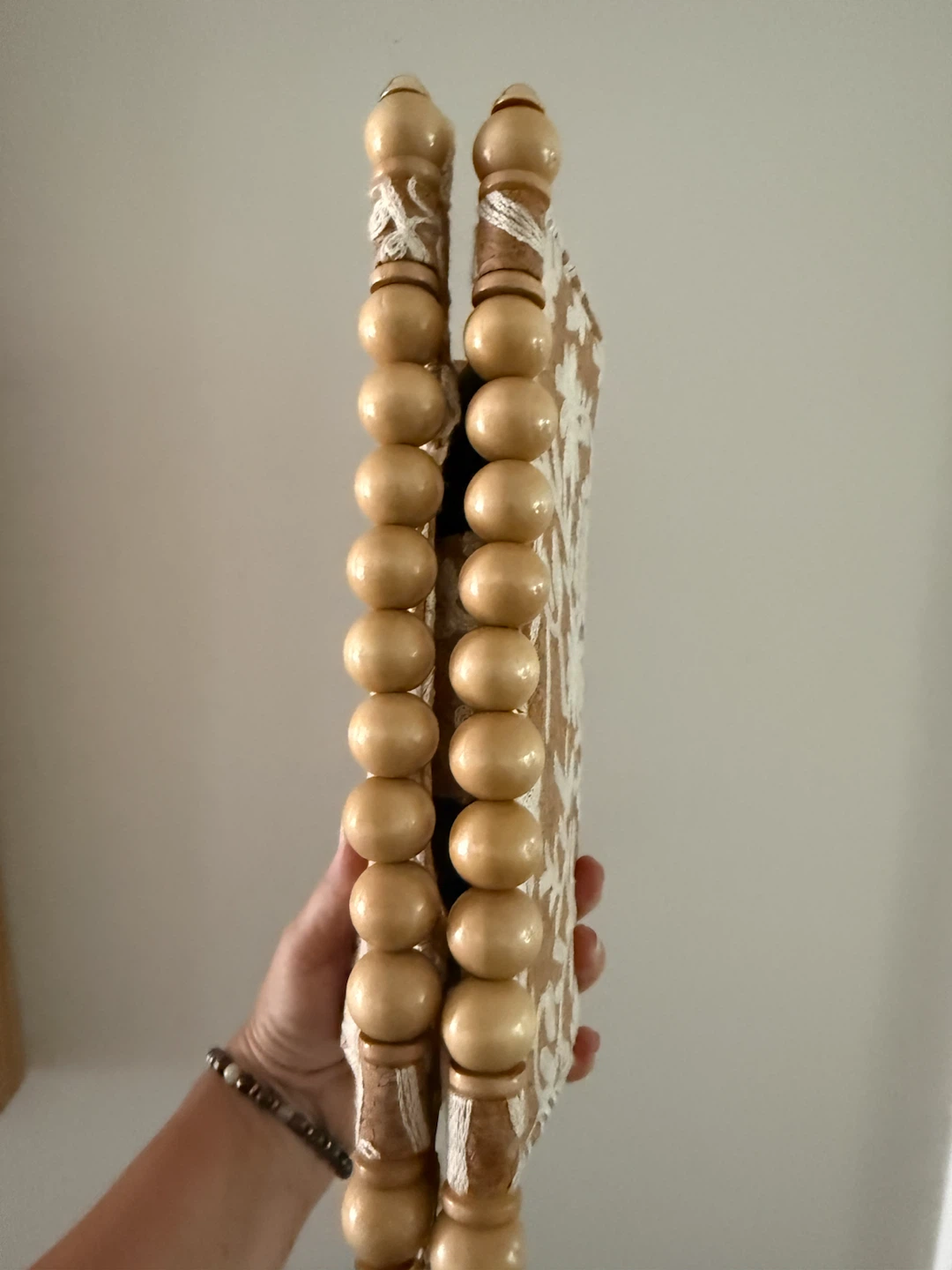 Embroidered Cork Clutch with Wooden Beads - photo 2