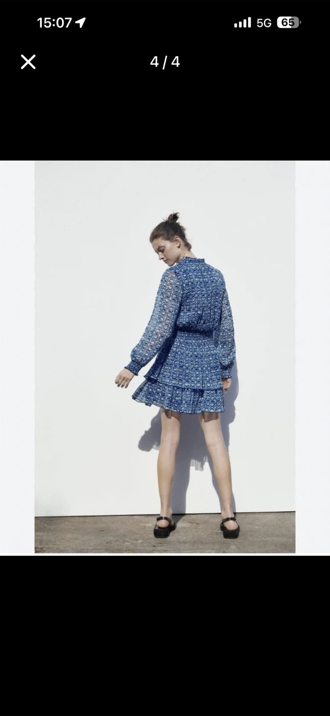ZARA Blue Floral Print Mini Dress( M ) - photo 3