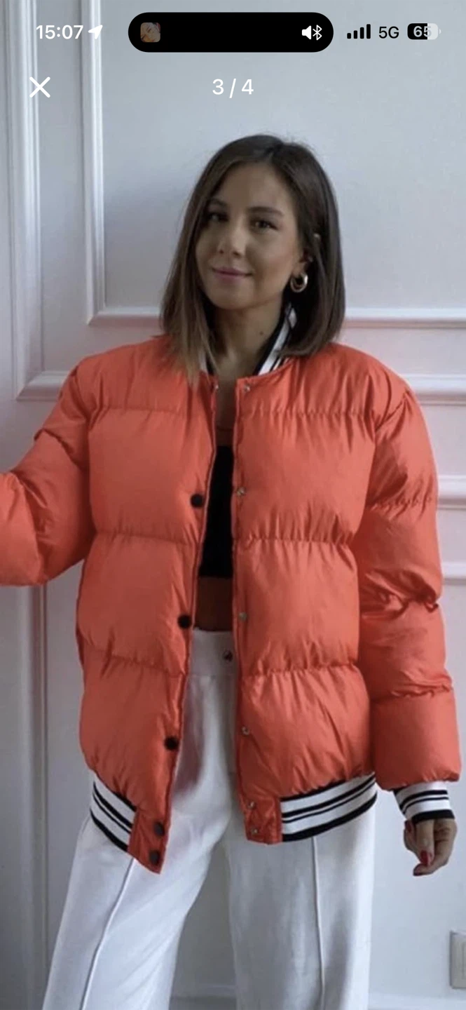 New York Yankees Puffer Bomber Jacket - Orange - photo 2