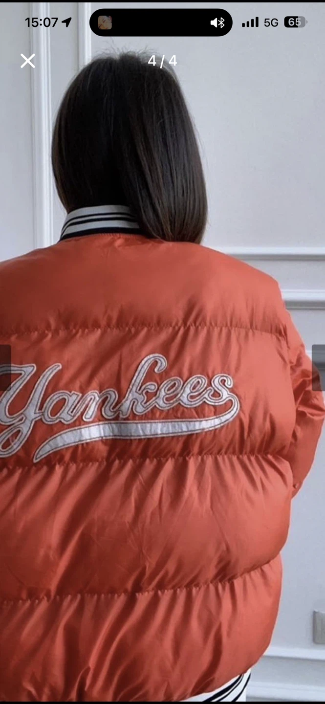 New York Yankees Puffer Bomber Jacket - Orange - photo 3