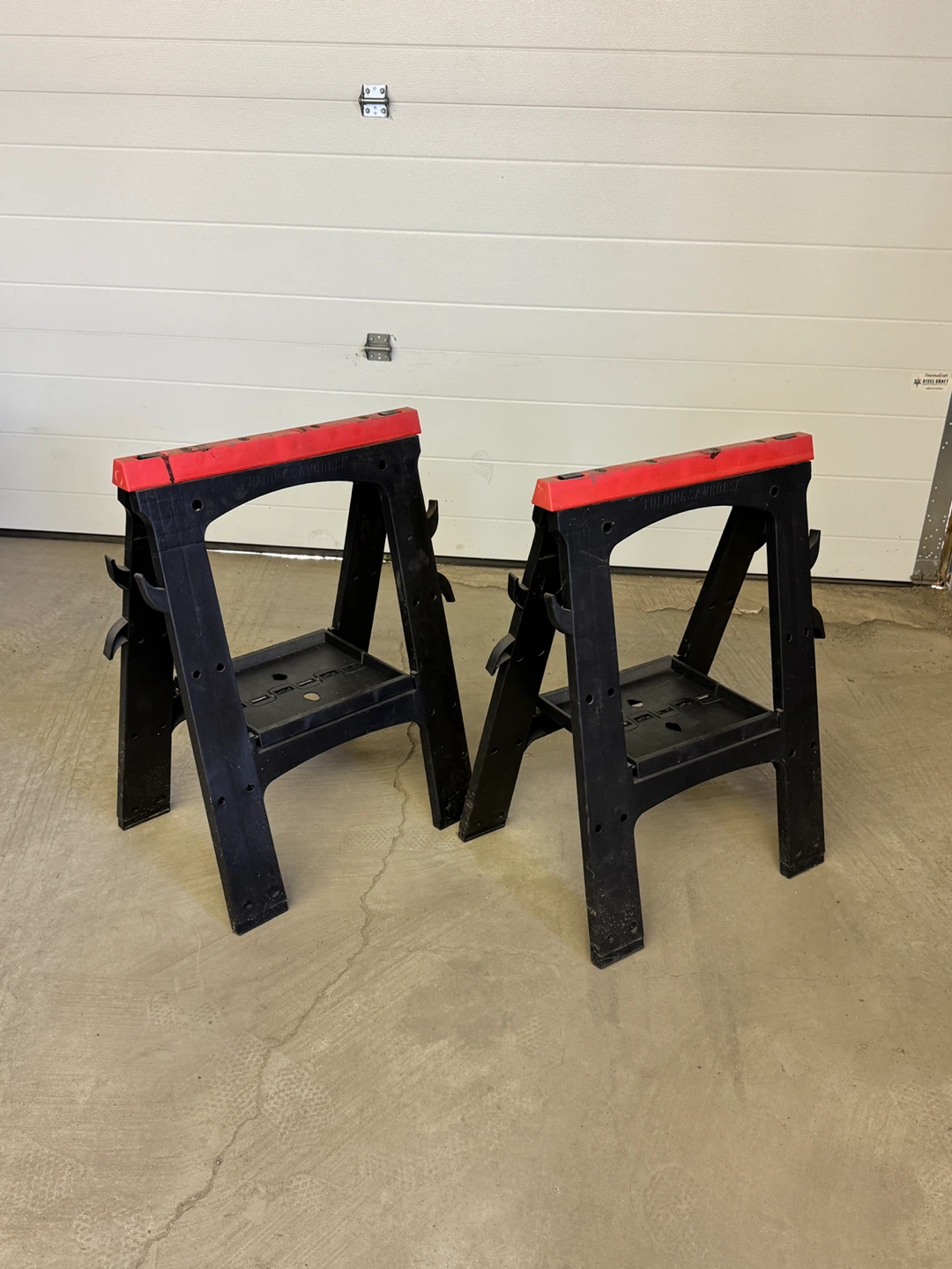 Pair of Black and Red Sawhorses