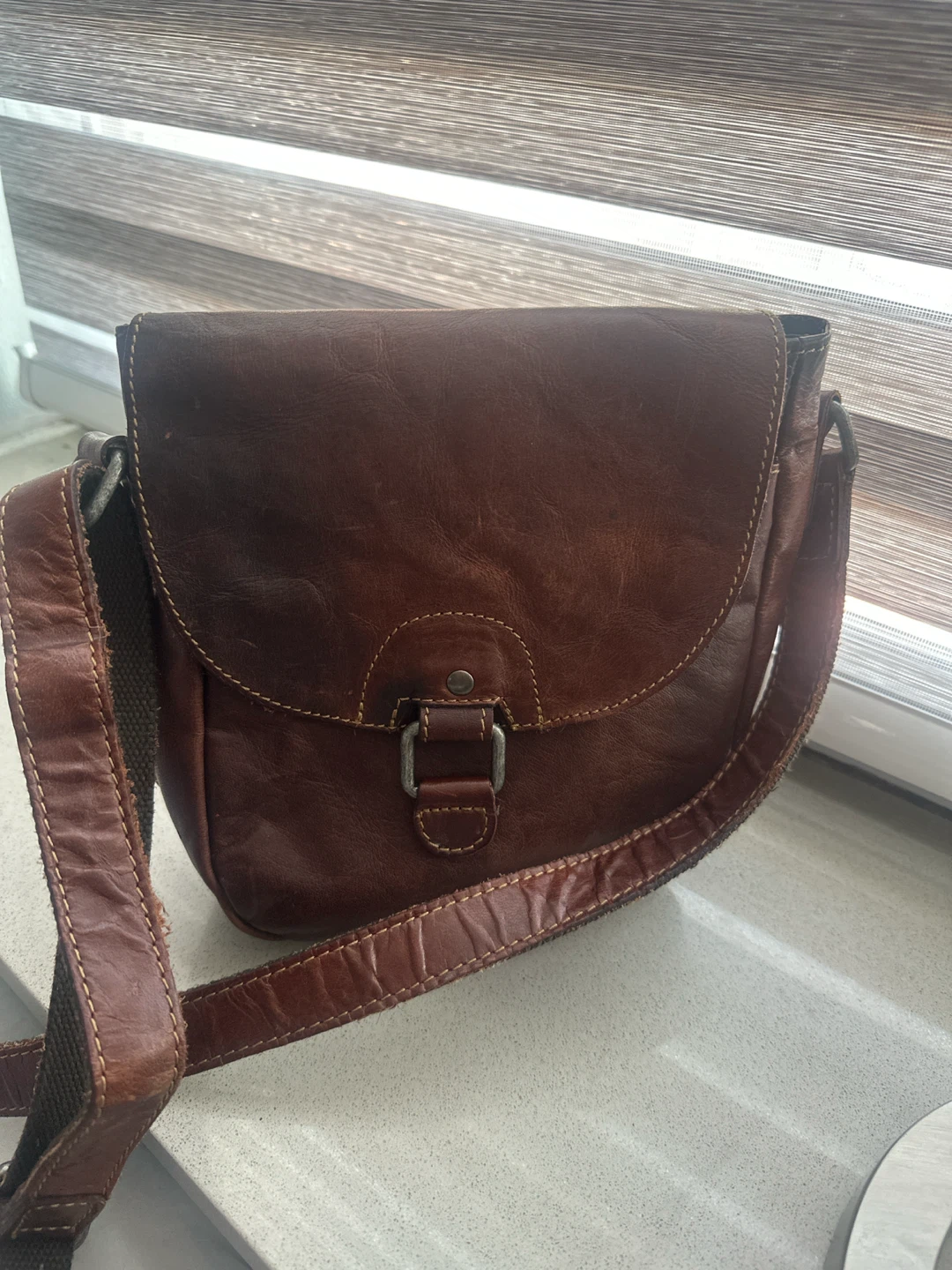 Jack Georges Genuine Leather Crossbody Bag - Brown