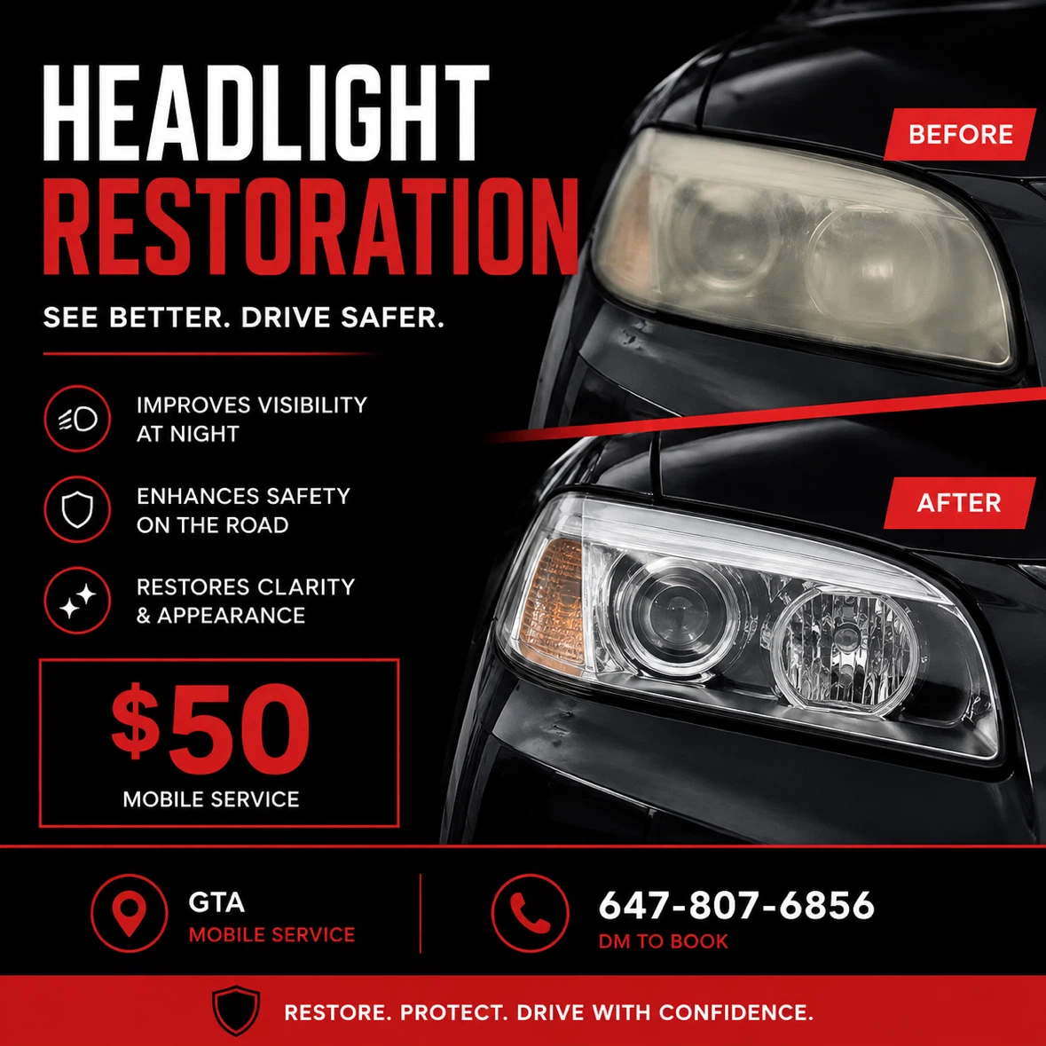 Mobile Headlight Restoration Service - GTA