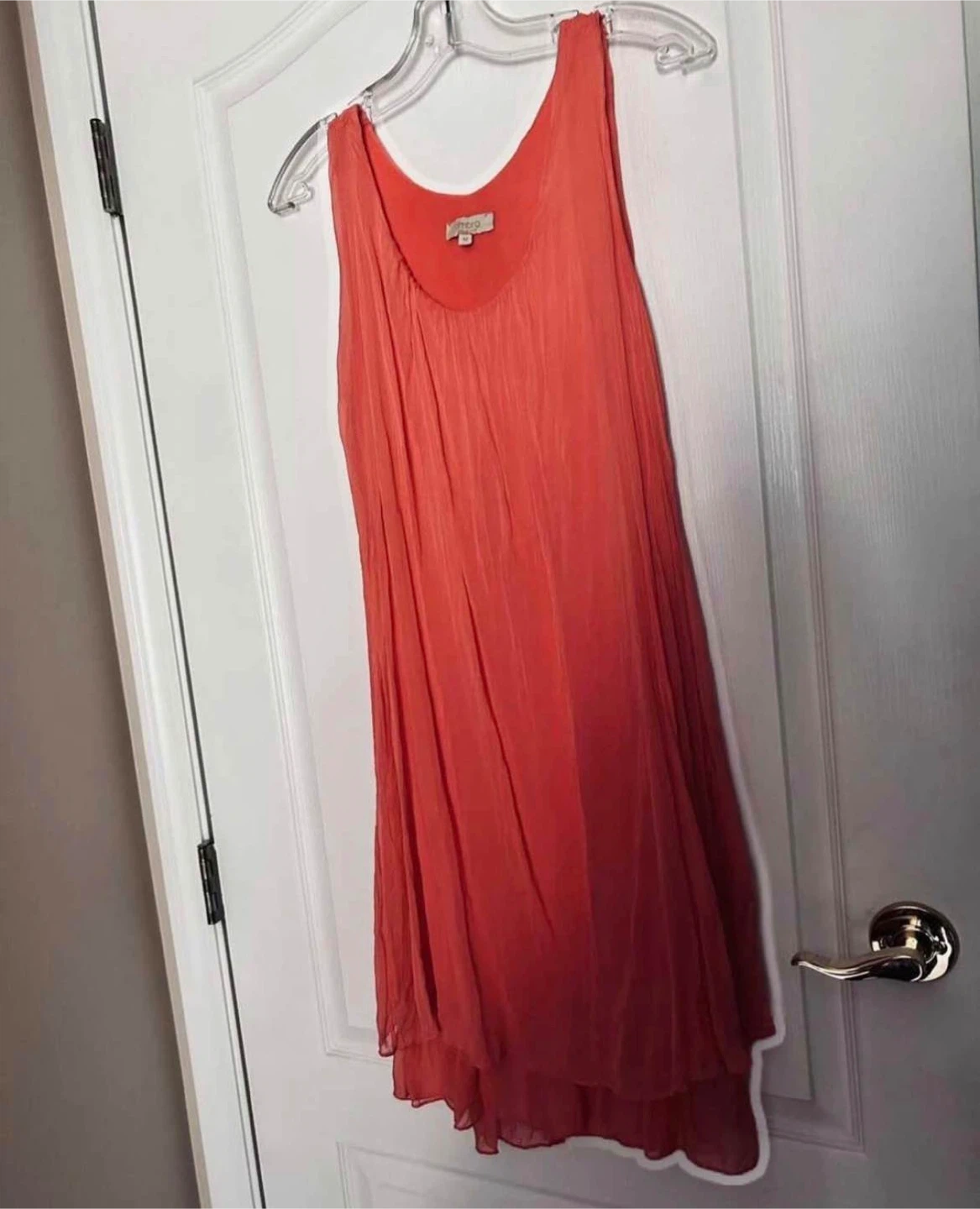 NEW silk 2-layer plus lining Coral Dress: made in Italy