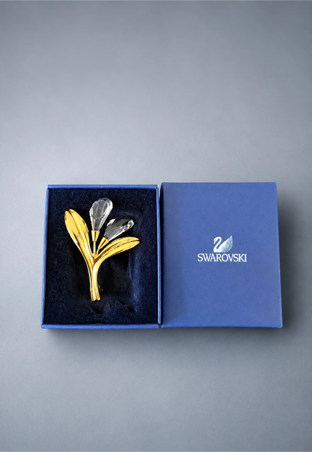 Swarovski Crystal Memories Calla Lily Brooch Gold NWT
