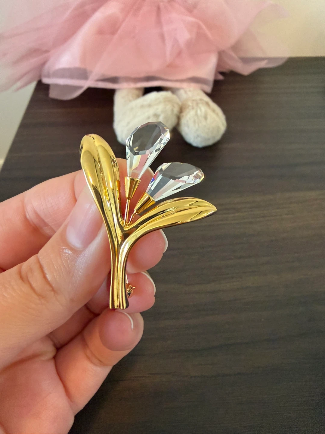 Swarovski Crystal Memories Calla Lily Brooch Gold NWT - photo 3