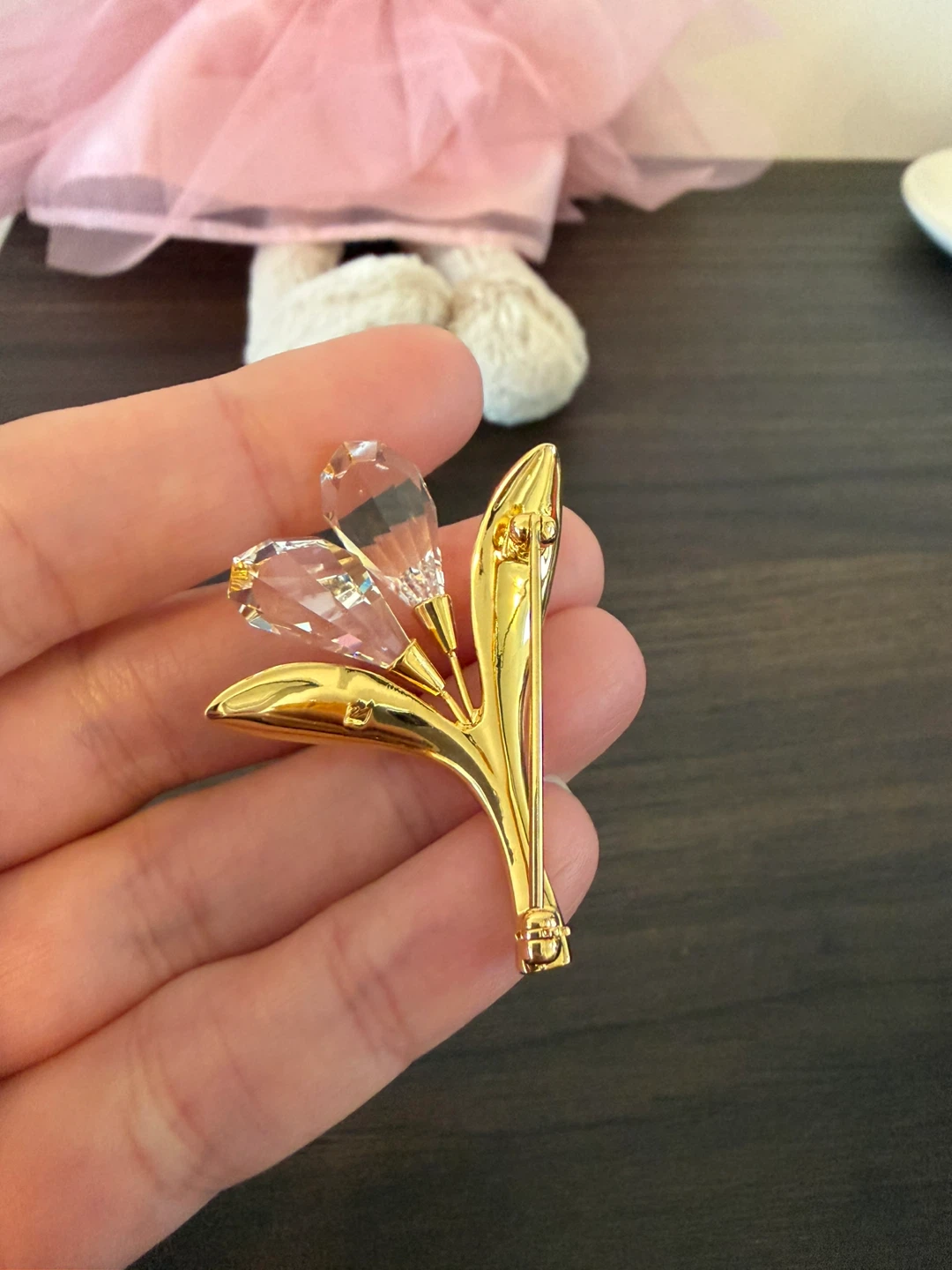Swarovski Crystal Memories Calla Lily Brooch Gold NWT - photo 4