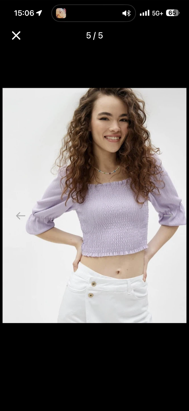 Lilac Smocked Square Neck Crop Top - photo 3