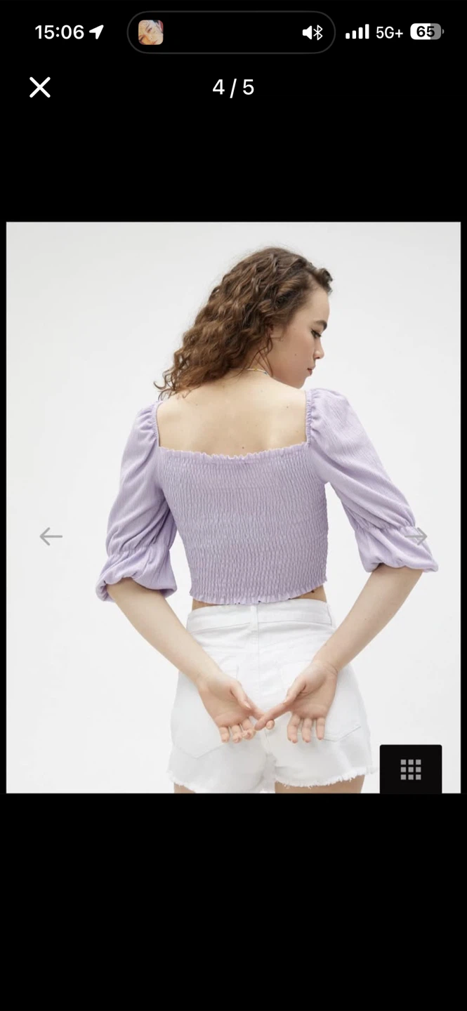 Lilac Smocked Square Neck Crop Top - photo 4