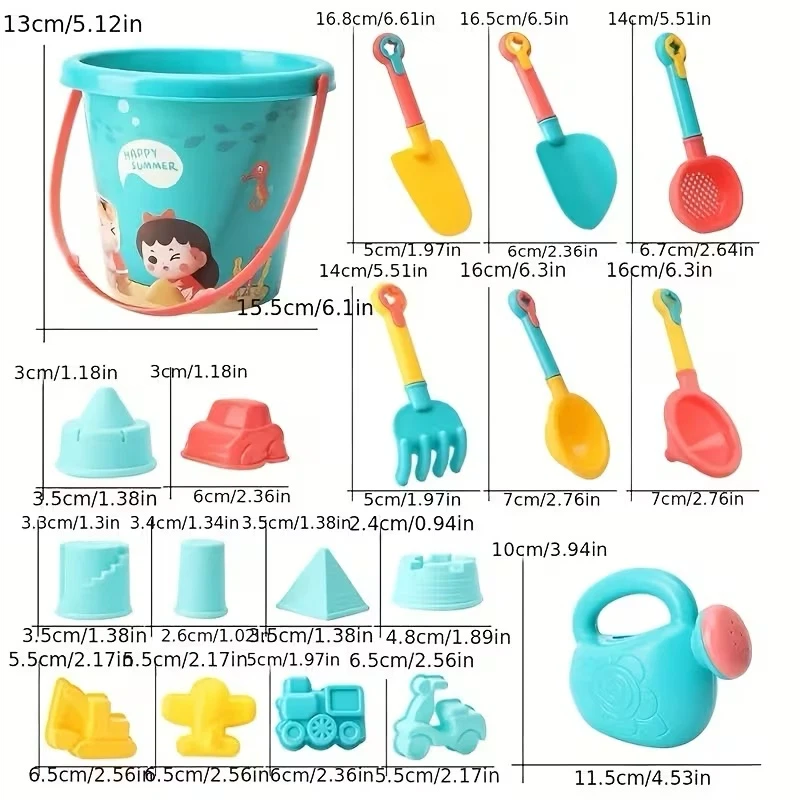 18 pc Sand Toy Kit - Shovels, Watering Can, Bucket, Etc - photo 3