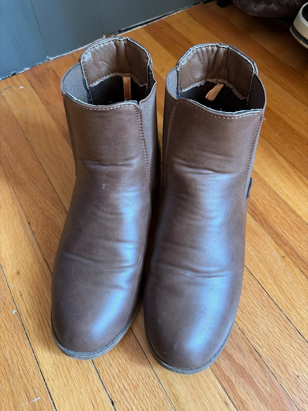 Ardene Brown Faux Leather Ankle Boots - Size 8