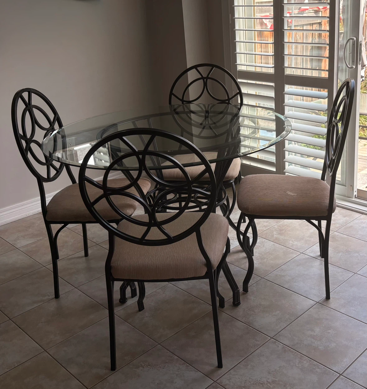Glass Top Dining Table with 4 Chairs
