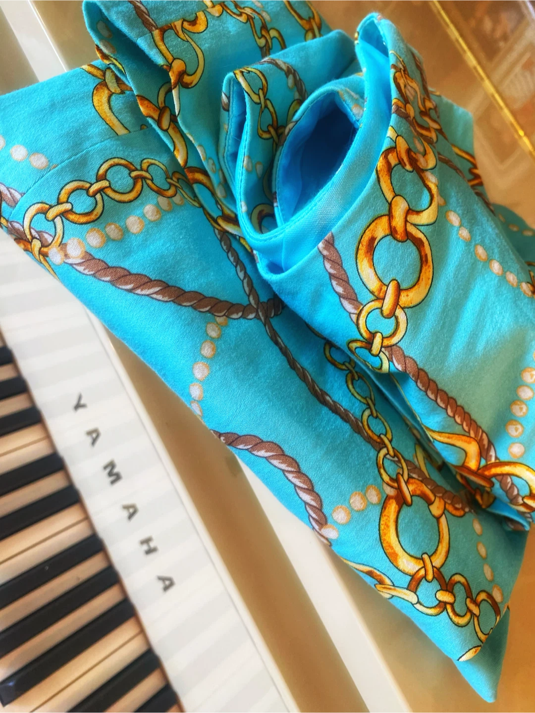 🩵Tahari Arthur S. Levine Blue Chain Print Sheath Dress Size 6 - photo 3