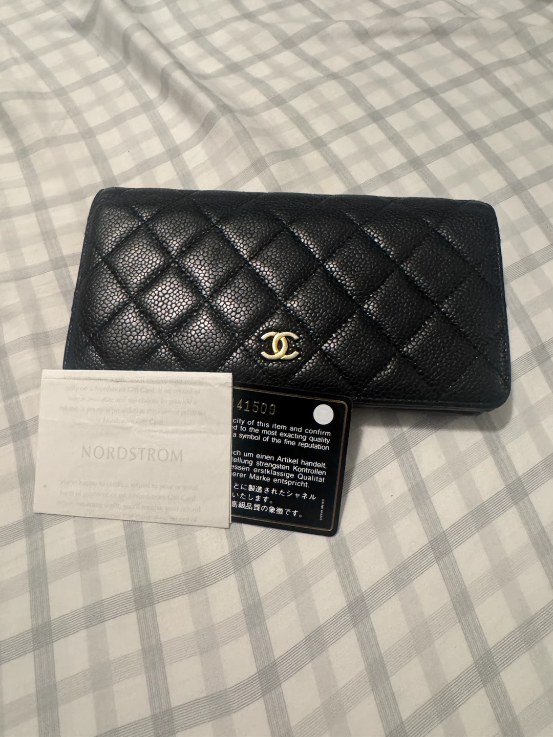 Chanel Wallet Black Quilted Caviar Leather