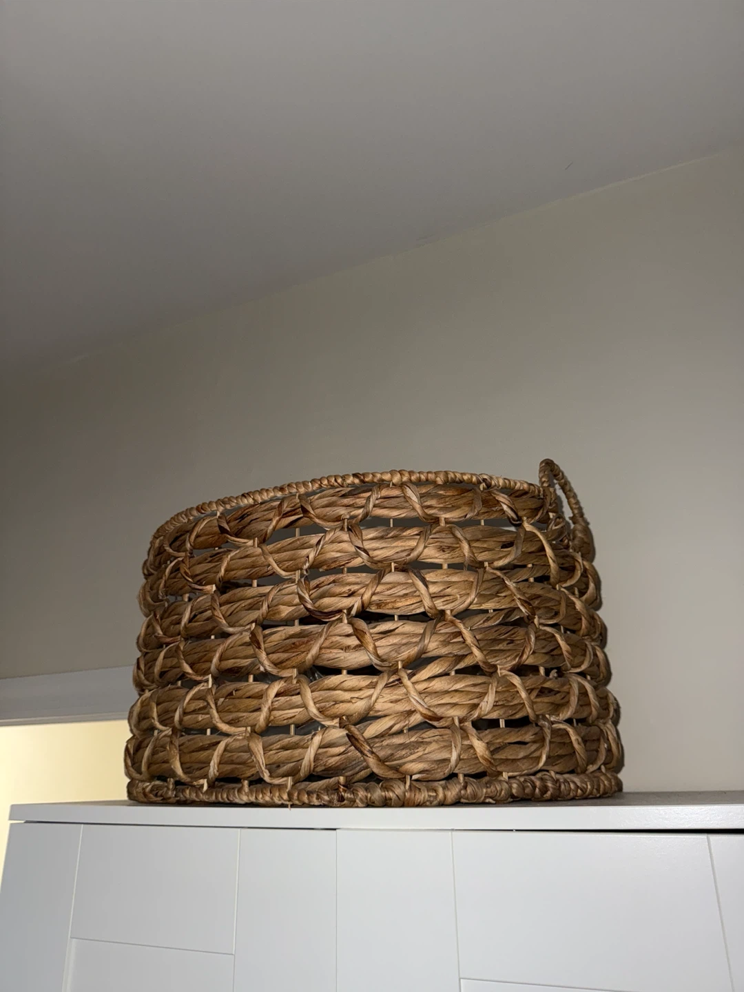 Storage basket round decorative wooden