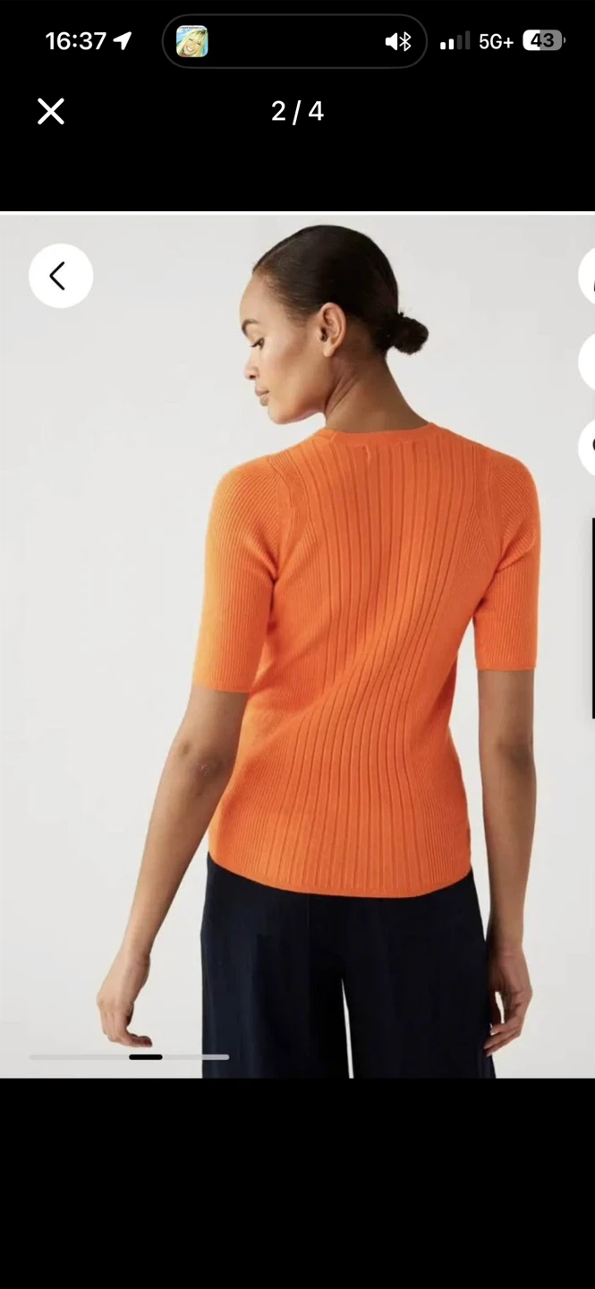 M&S Orange Ribbed Short Sleeve Sweater - photo 2