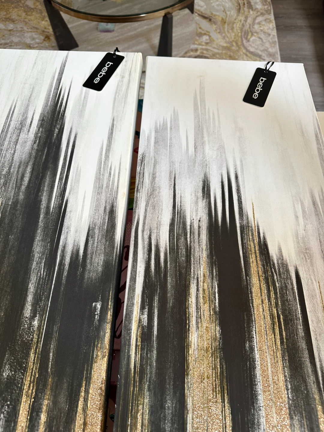 Bebe Set of 2 Abstract Glitter Wall Art - photo 2