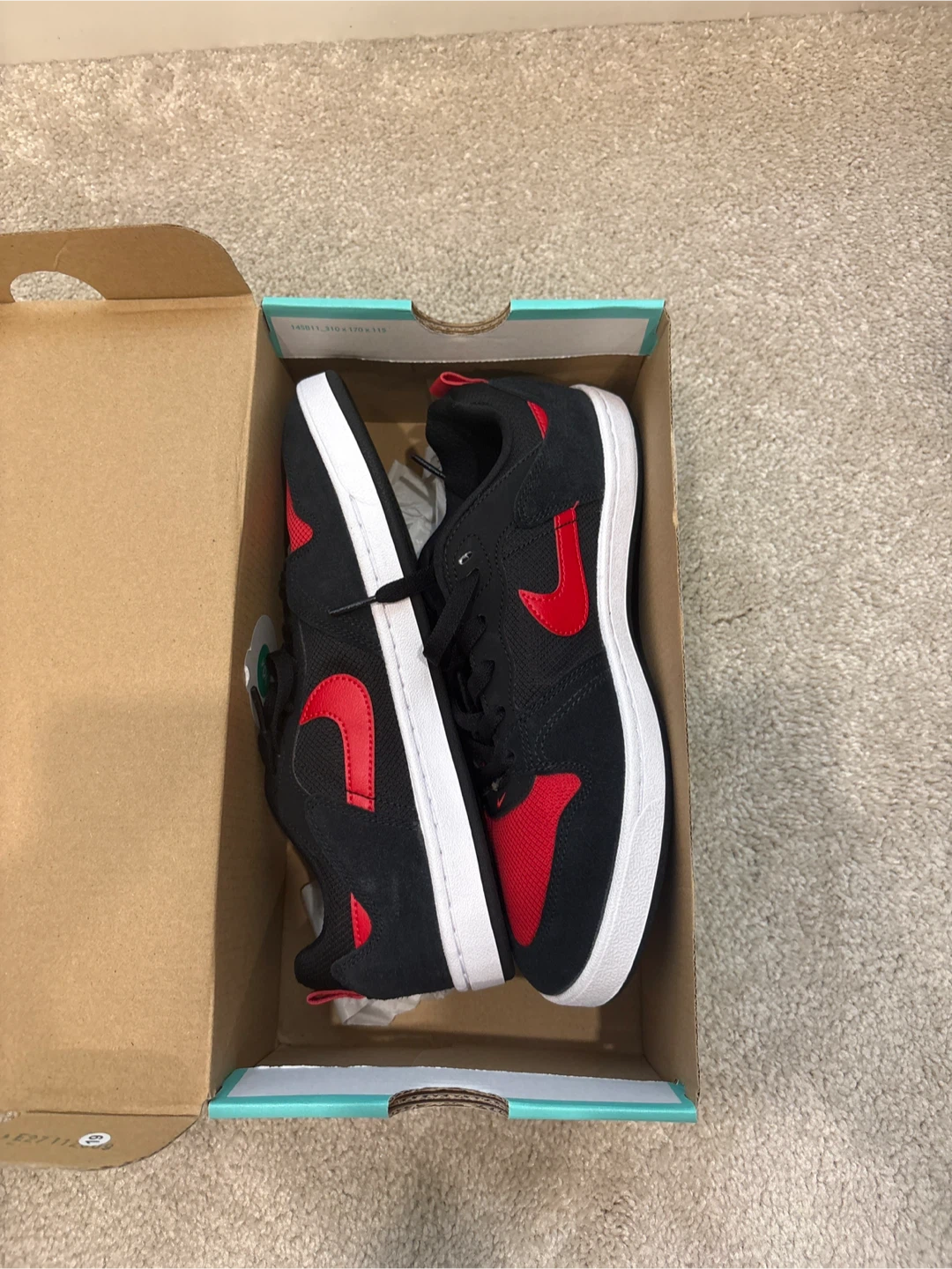 Nike SB Alleyoop Shoes Black Red Size 8.5 Mens - photo 2