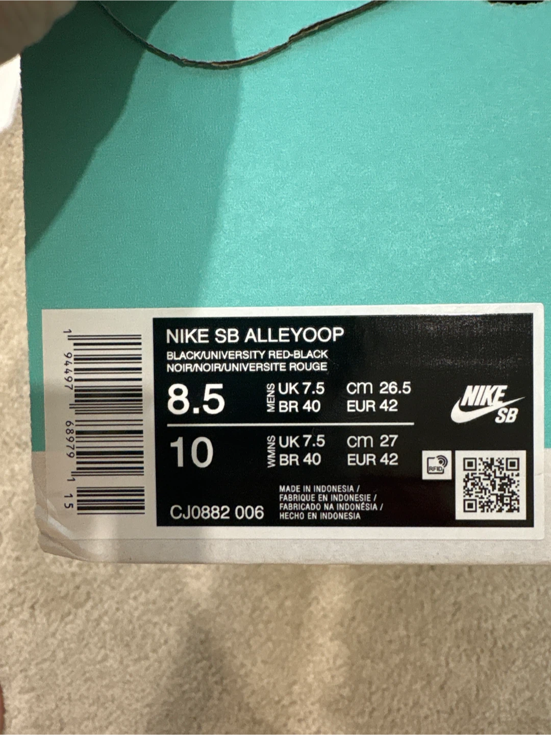 Nike SB Alleyoop Shoes Black Red Size 8.5 Mens - photo 4