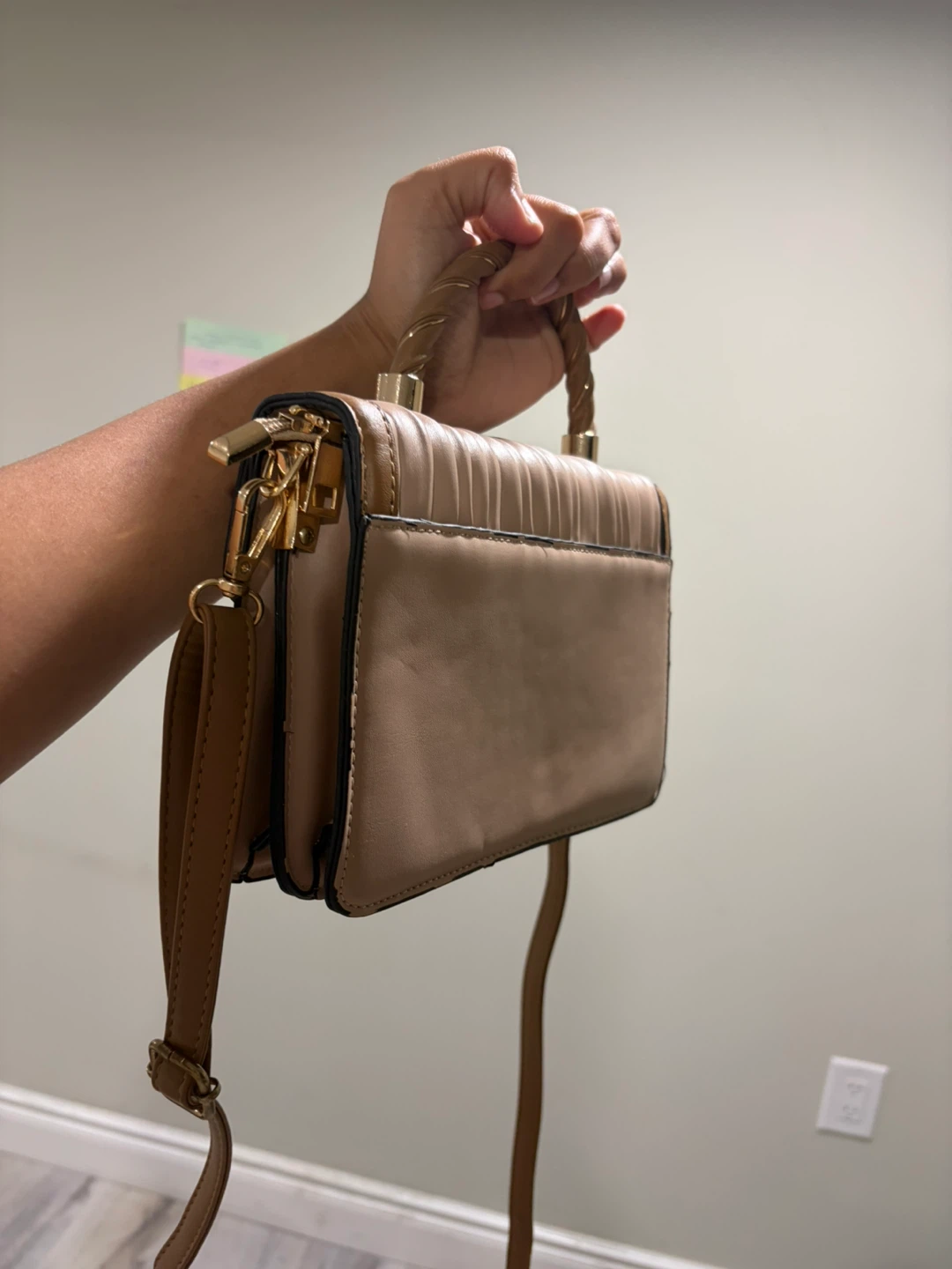 Pleated Satchel Handbag with Chain Strap - photo 2