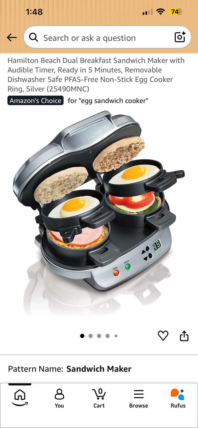 Hamilton Beach Dual Breakfast Sandwich Maker - Silver - photo 4