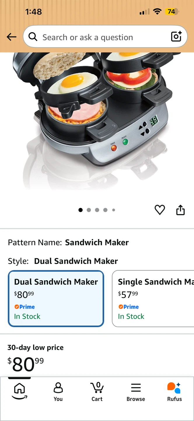 Hamilton Beach Dual Breakfast Sandwich Maker - Silver - photo 5