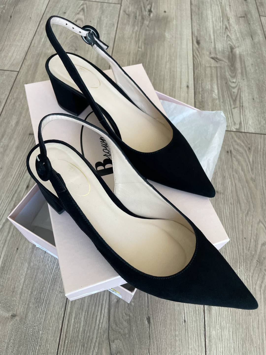Browns Couture Black Suede Slingback Heels