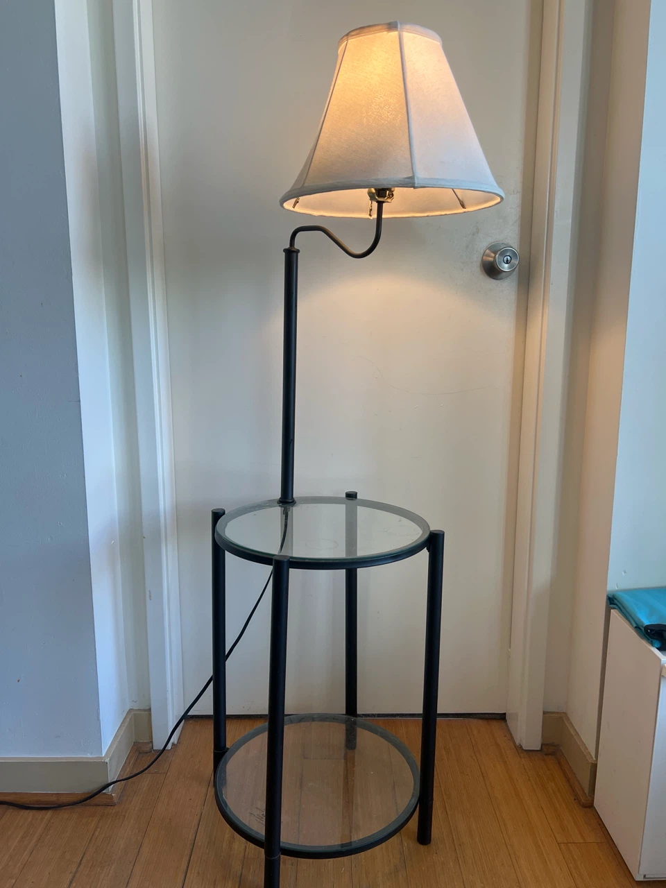 Floor lamp with side table