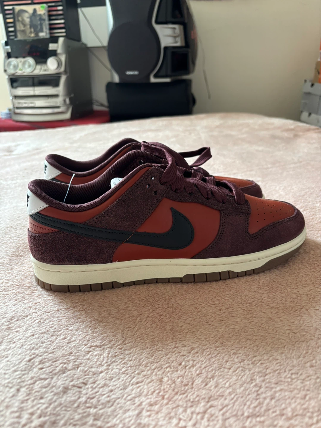 Size 8 Nike Dunk Low Burgundy and Orange Sneakers