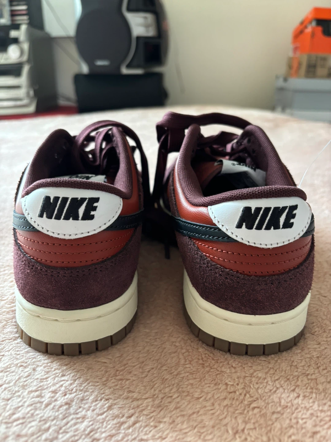 Size 8 Nike Dunk Low Burgundy and Orange Sneakers - photo 2