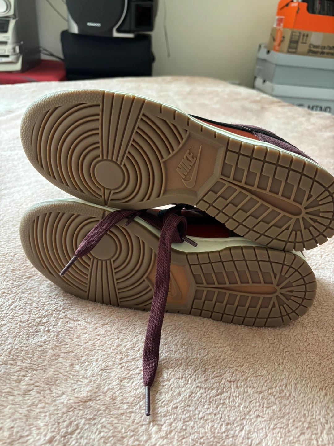 Size 8 Nike Dunk Low Burgundy and Orange Sneakers - photo 3