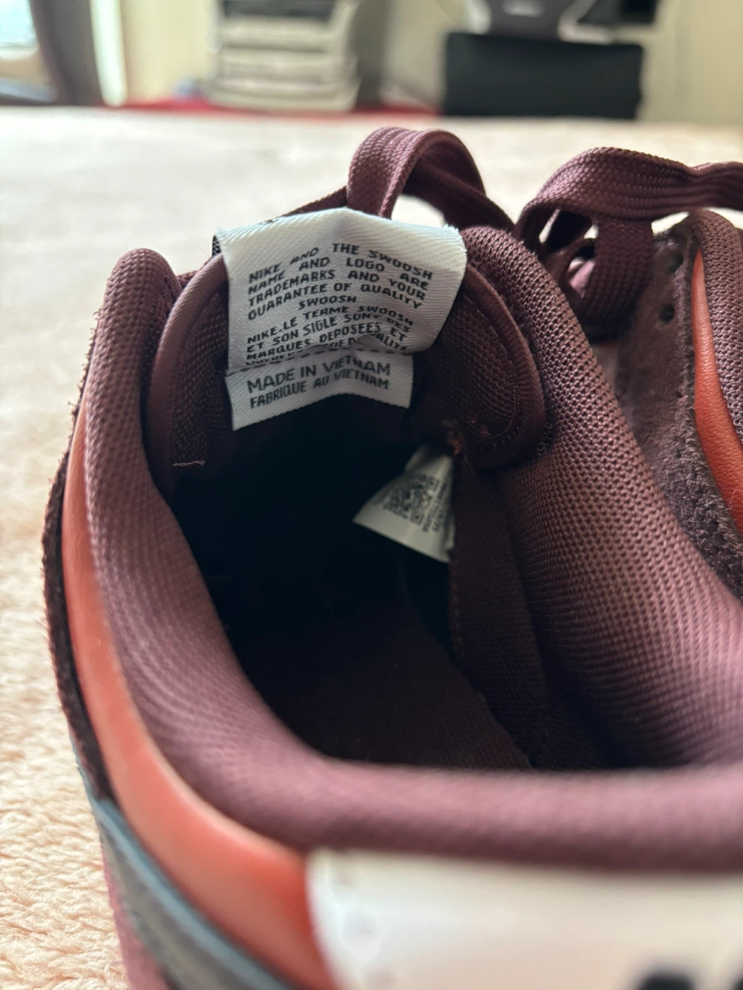 Size 8 Nike Dunk Low Burgundy and Orange Sneakers - photo 4