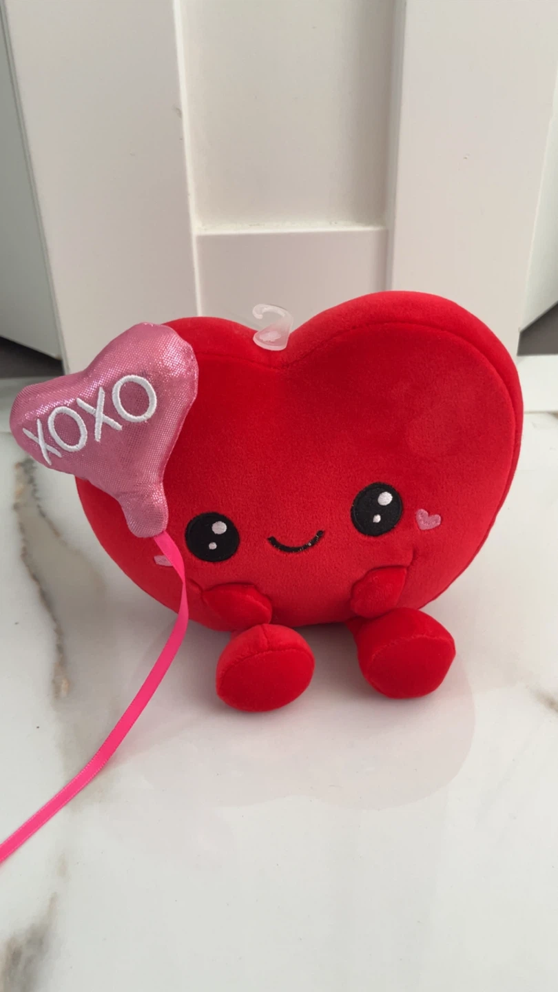 Red Heart Plush with "XOXO" Pink Balloon – Valentine / Decor