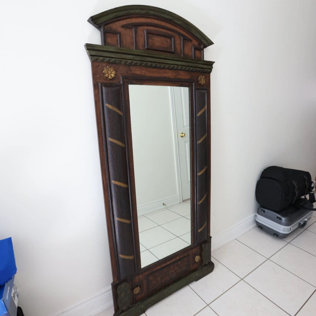 Ornate Dark Wood Full Length Mirror