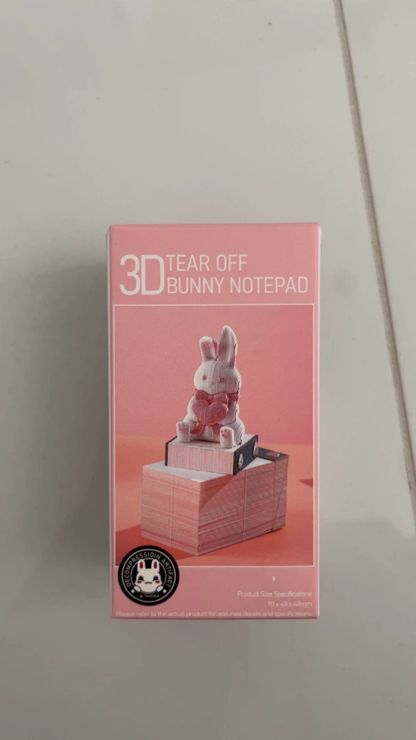 3D Tear-Off Bunny Notepad / Memo Pad - Pink Cute Desk Decor