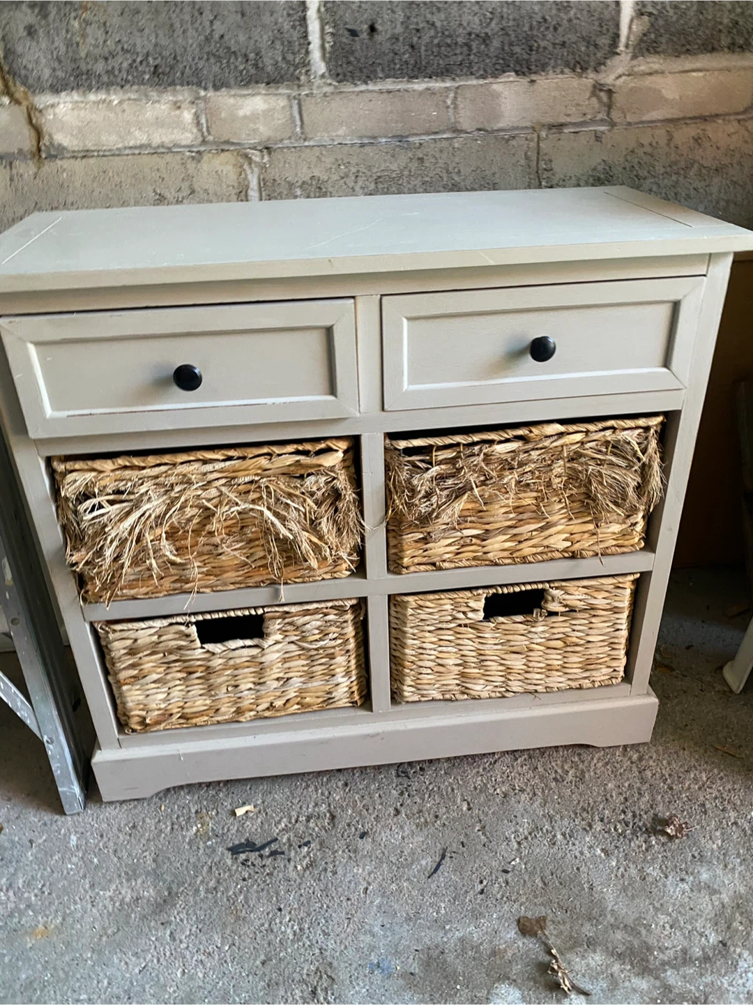 Grey Accent Chest with 2 Drawers and 4 Woven Baskets - photo 2