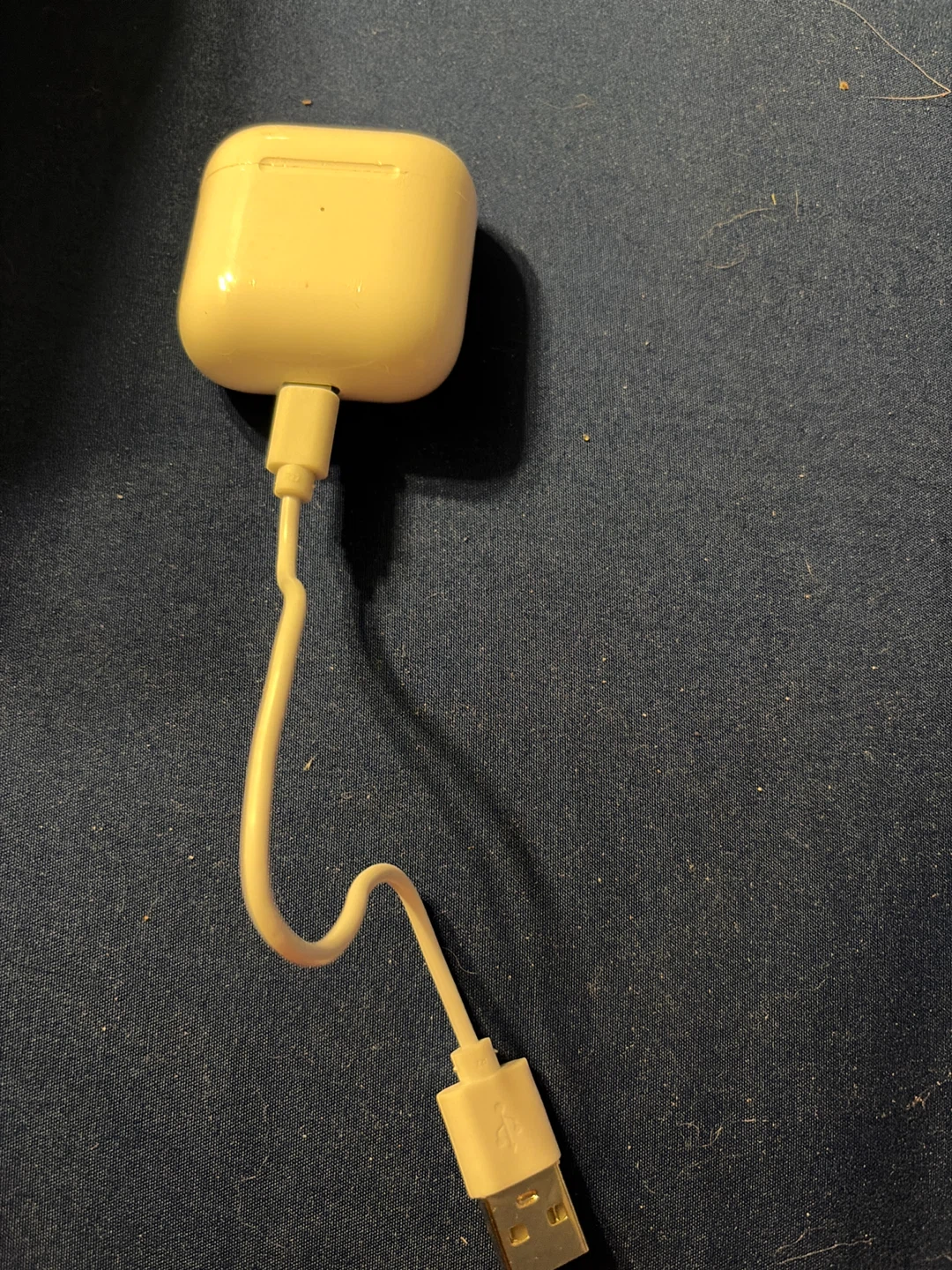 White Wireless Earbuds with Charging Case and USB Cable