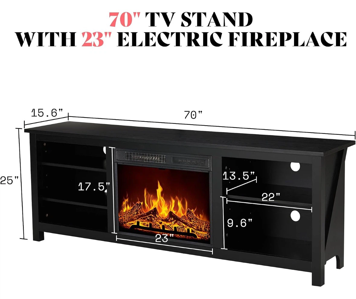 70" Fireplace TV Stand with 23" Electric Fireplace for 80" TVs - photo 2
